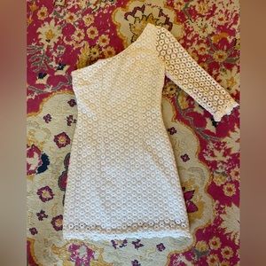 Lilly Pulitzer: White Flower Lace One-Shoulder Long Sleeve Dress